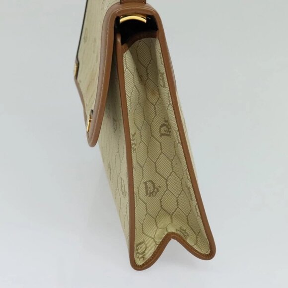 Christian Dior Honeycomb Canvas Hand Bag PVC Leather Beige Auth 110505 - Picture 7 of 16